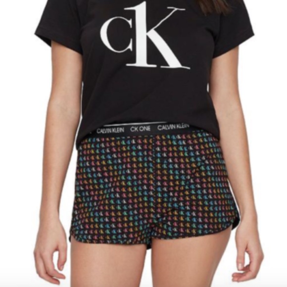 Calvin Klein CK One Rainbow Logo Pajama Shorts, Size Large - Picture 1 of 4